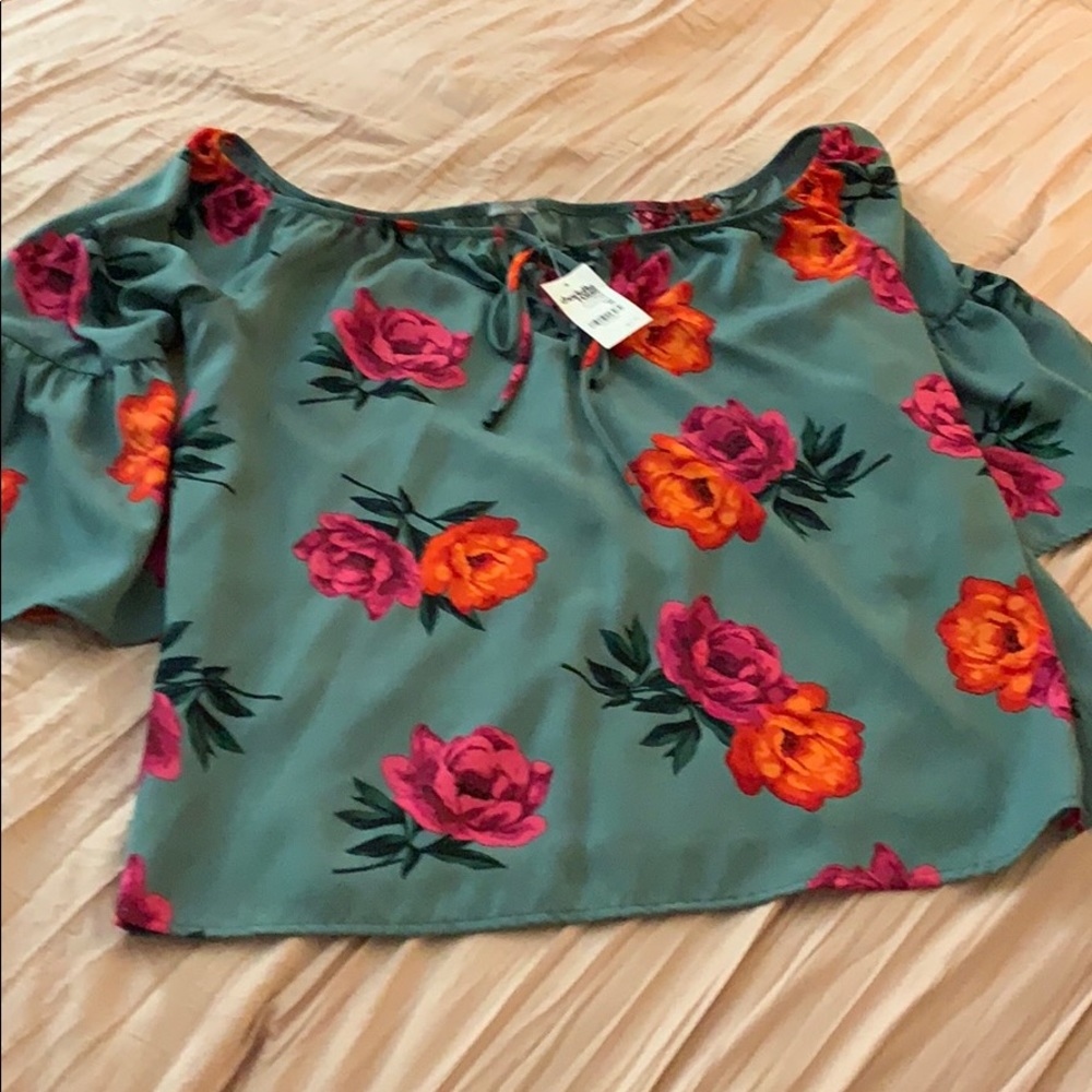 Green floral Charlotte Russe Blouse